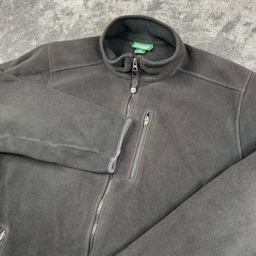 LL Bean Fleece Jacket Mens L Tall Black Polartec Wind Pro Full Zip FJM5 Outdoor